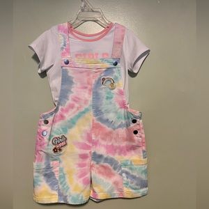 365Kids NWOT Tie-dye Shortalls with tee